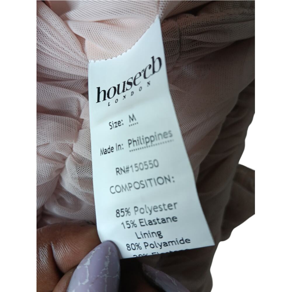 New with Tags House of CB Cate Ruched Mesh Mini Dress Pink Size M - Picture 13 of 15